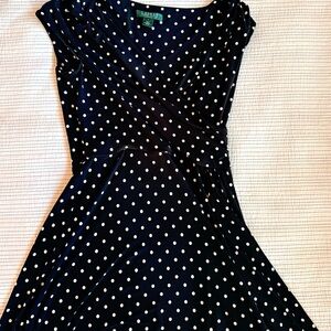 Lauren Ralph Lauren Black Polka Dot Wrap Dress